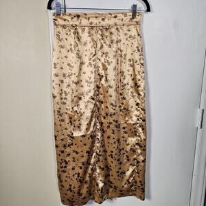 NwT Zara Floral Midi Skirt Satin Women’s Sz M Friends Y2K Soft Alt Grunge Earthy